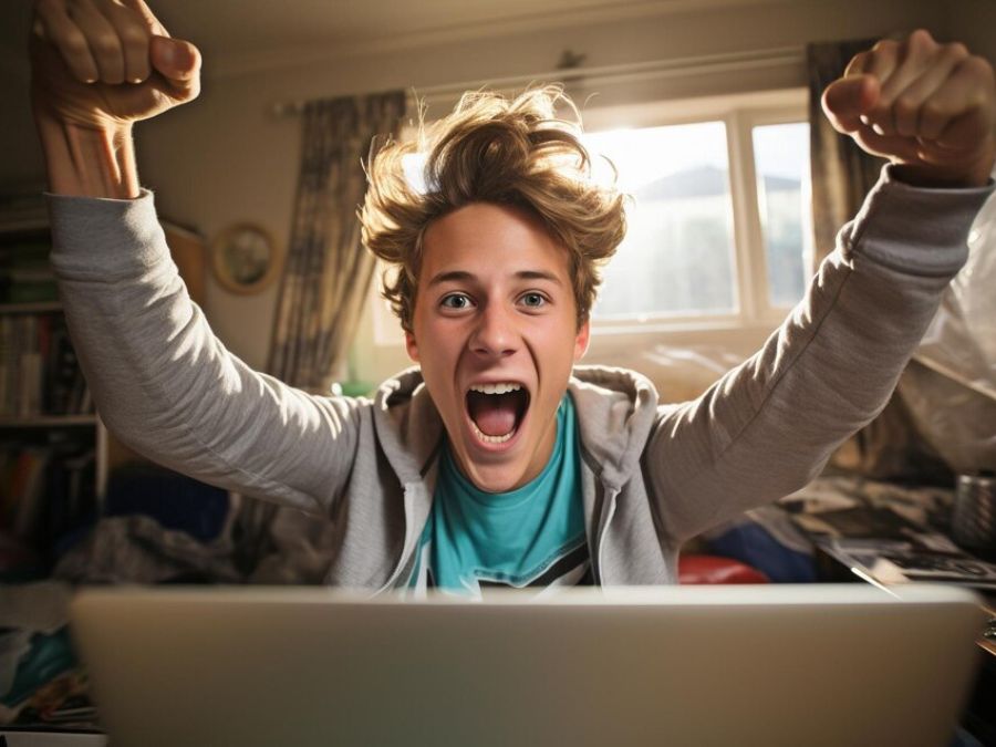 image of a teenager with ADHD celebrating a daily task being completed